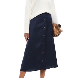 Iris & Ink Ellika button down twill midi skirt NWT
